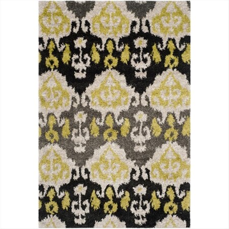 Safavieh 5 ft. 1 in. x 7 ft. 6 in. Medium Rectangle Black and Green Tibetan Shag Rug TBS517A-5